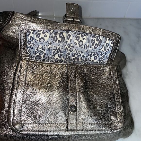 Coach Z Penelope Metallic Pebbled Leather Buckle Hobo Bag HTF - Picture 14 of 17